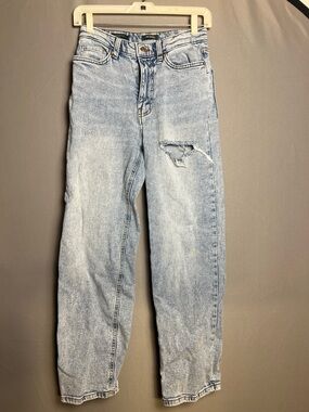 wild fable Light Wash High-Rise Flare Jeans with Knee Distress